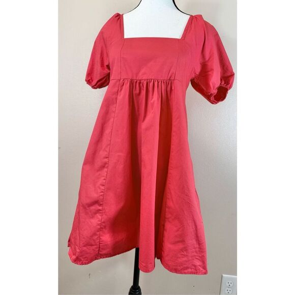 Draper James Red Puff Sleeve With Pockets Mini Summer Dress Women's XS - Picture 3 of 11